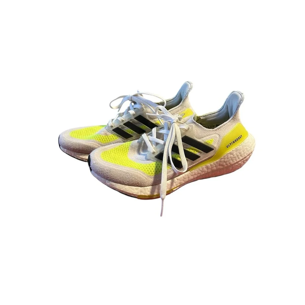Adidas Ultra Boost 21 White Solar Yellow Men's Size 7‎ Shoes FY0377